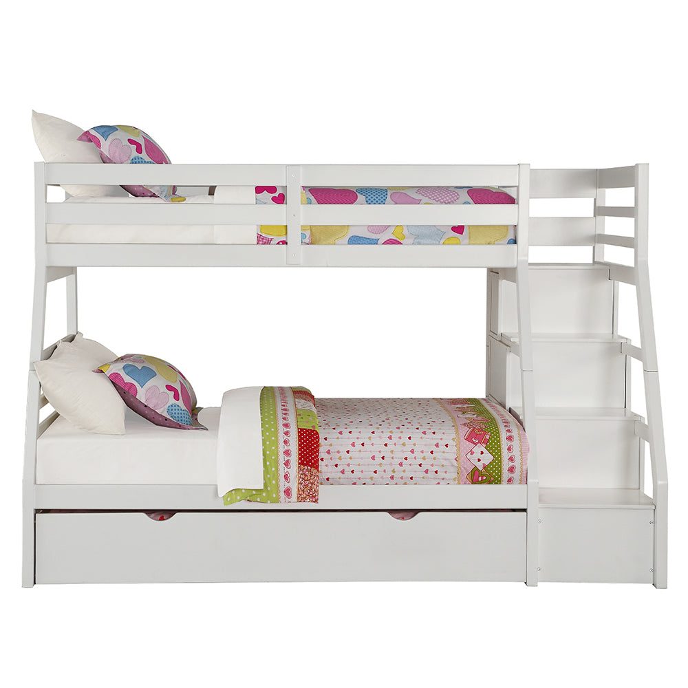 ACME Jason (Storage) White Bunk Bed  (Twin | Full)  with Trundle (Full) & Storage Model 37105
