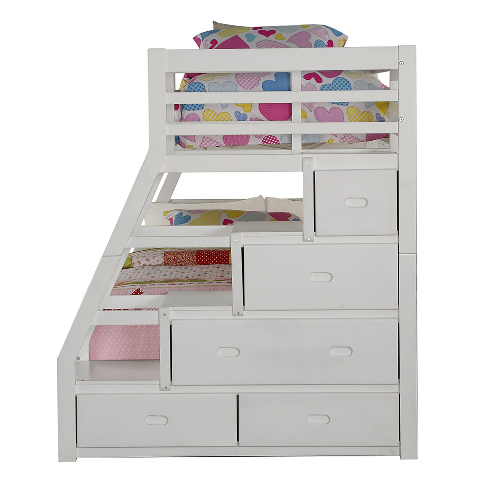 ACME Jason (Storage) White Bunk Bed  (Twin | Full)  with Trundle (Full) & Storage Model 37105