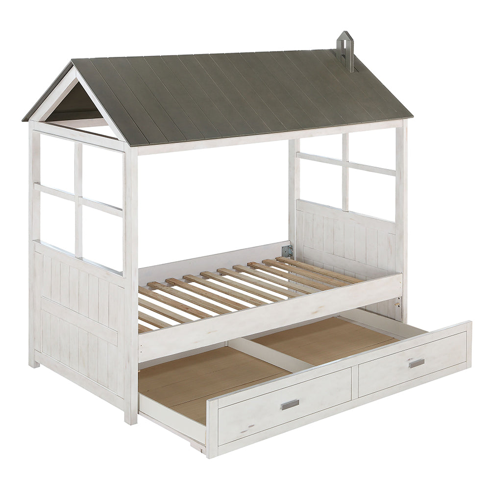 ACME Tree House II Weathered White & Washed Gray Twin Bed Model 37170T
