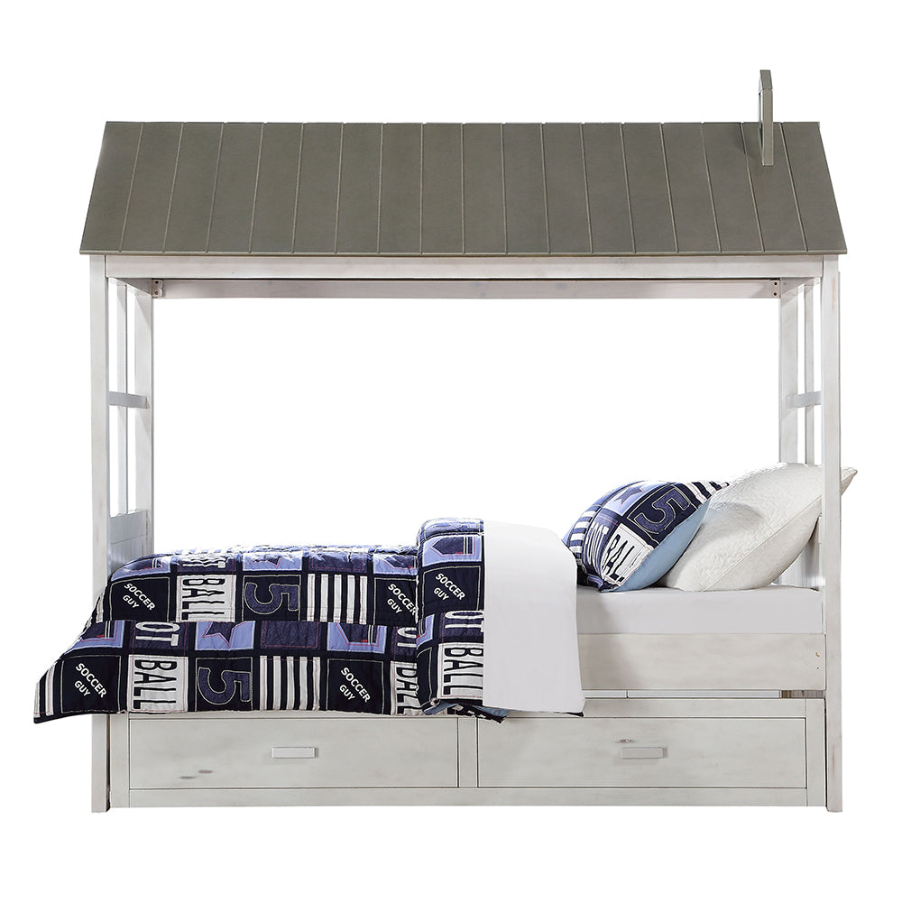ACME Tree House II Weathered White & Washed Gray Twin Bed Model 37170T