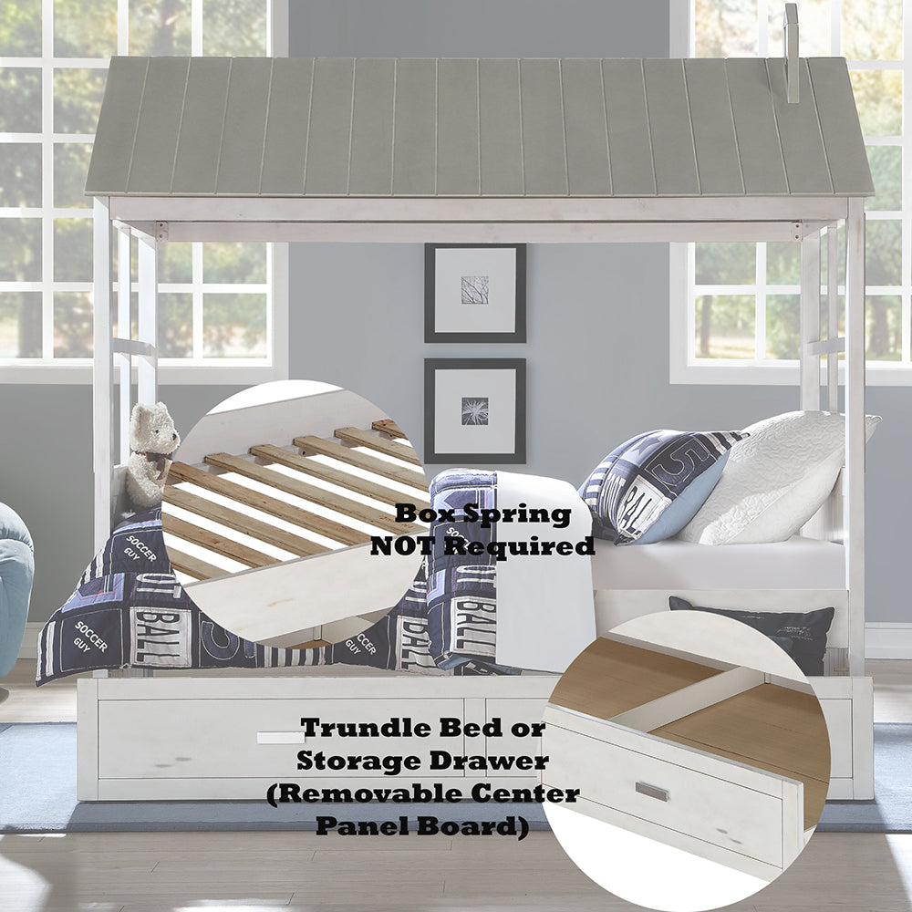 ACME Tree House II Weathered White & Washed Gray Twin Bed Model 37170T