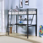 ACME Senon Silver & Black Twin Loft Bed with Desk Model 37275