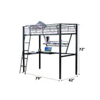 ACME Senon Silver & Black Twin Loft Bed with Desk Model 37275