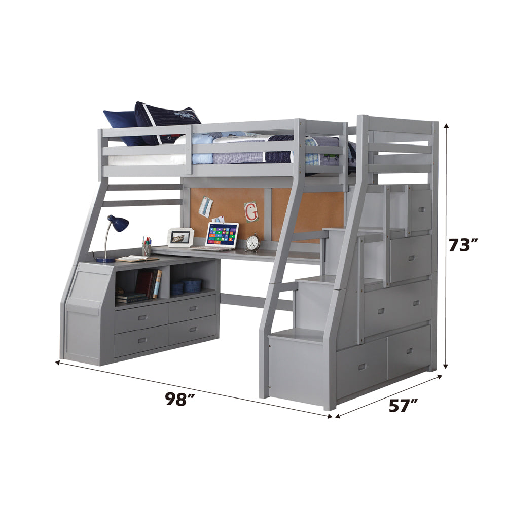 ACME Jason II Gray Twin Loft Bed Model 37445