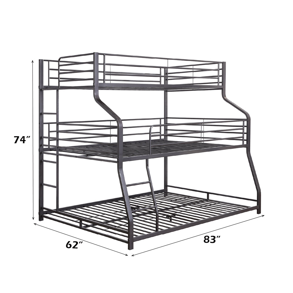 ACME Caius II Gunmetal Triple Bunk Bed (T/F/Q) Model 37450