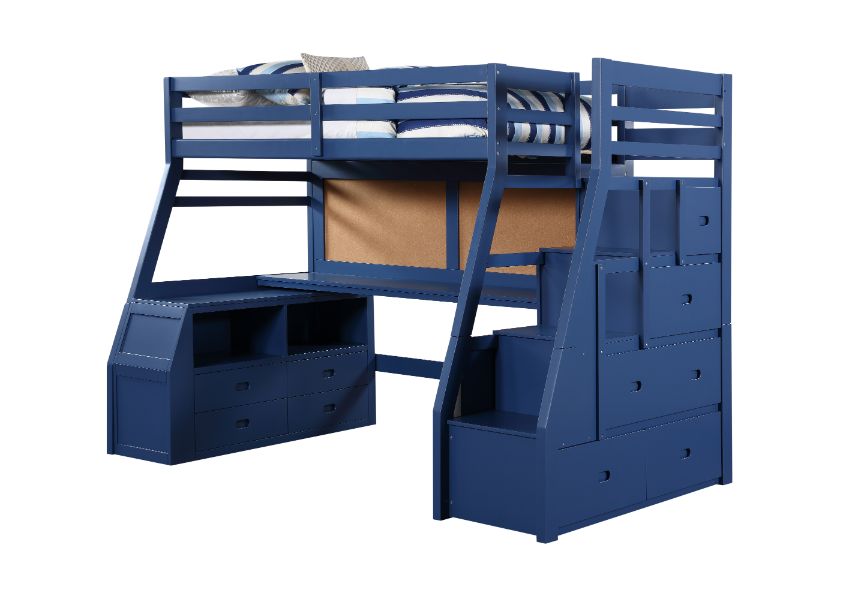 ACME Jason II Navy Blue Twin Loft Bed with Storage Model 37455