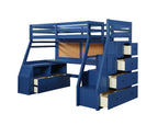 ACME Jason II Navy Blue Twin Loft Bed with Storage Model 37455