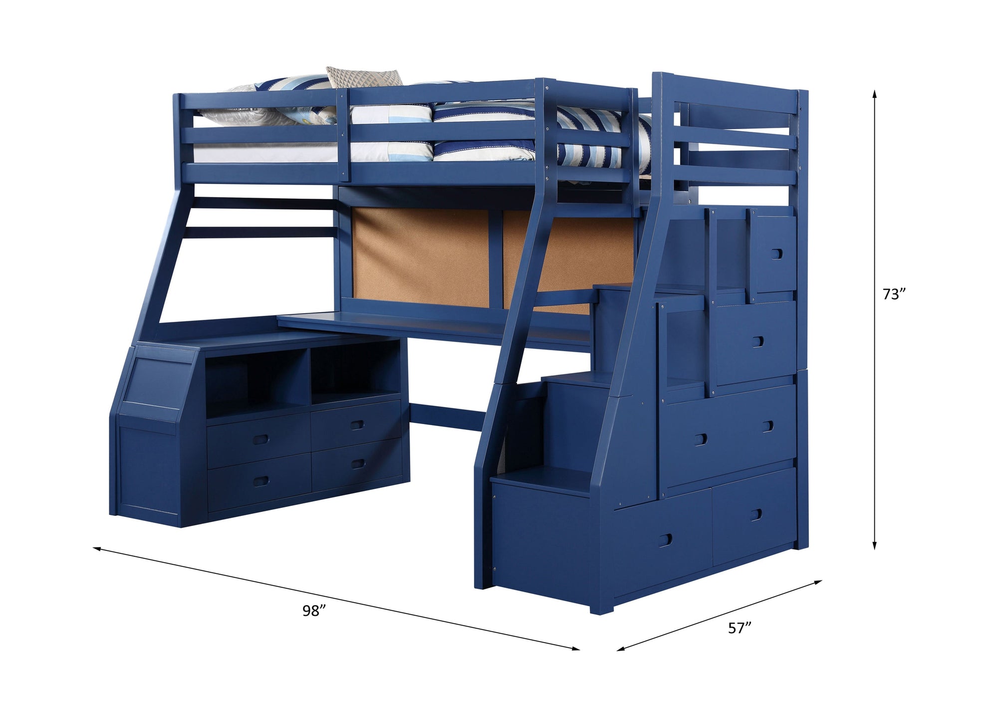 ACME Jason II Navy Blue Twin Loft Bed with Storage Model 37455