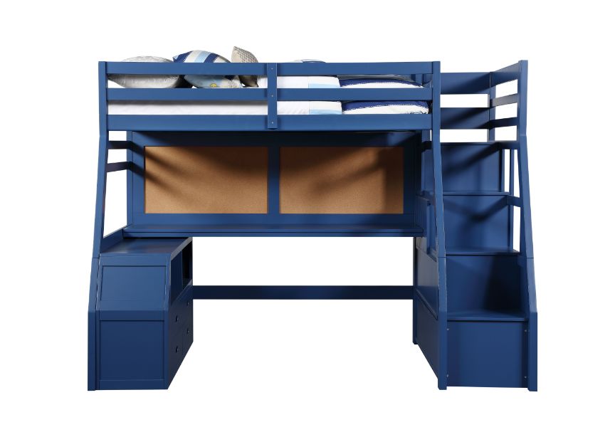 ACME Jason II Navy Blue Twin Loft Bed with Storage Model 37455