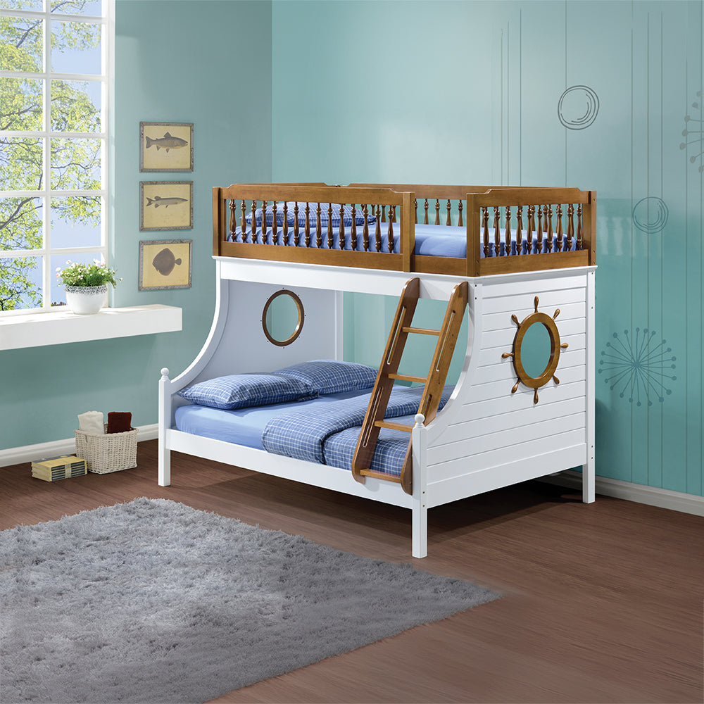 ACME Farah Oak & White Bunk Bed  (Twin | Full)  Model 37600