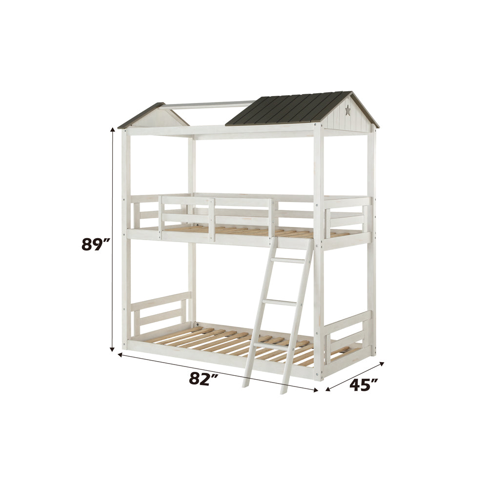 ACME Nadine Cottage Weathered White & Washed Gray Bunk Bed (Twin | Twin)Model 37665