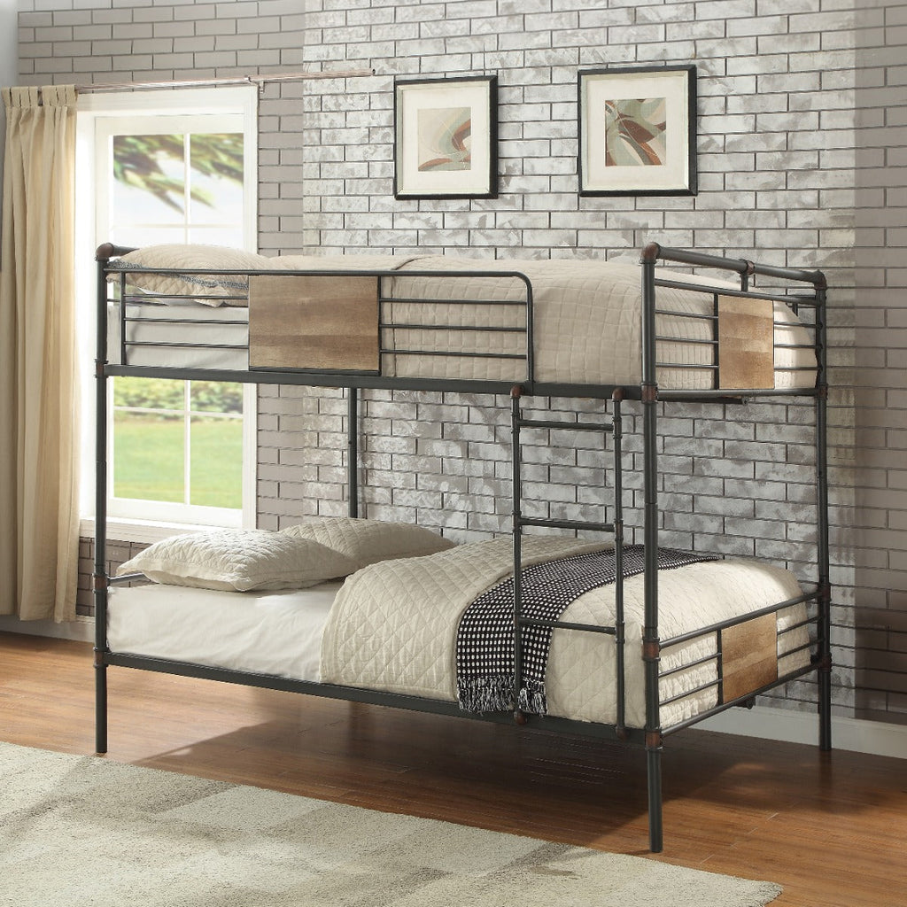 ACME Brantley Sandy Black & Dark Bronze  Hand Brushed  Bunk Bed (Q/Q) Model 37720