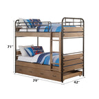 ACME Adams Antique Oak & Gunmetal Bunk Bed (Twin | Twin) with Trundle (Twin) Model 37760