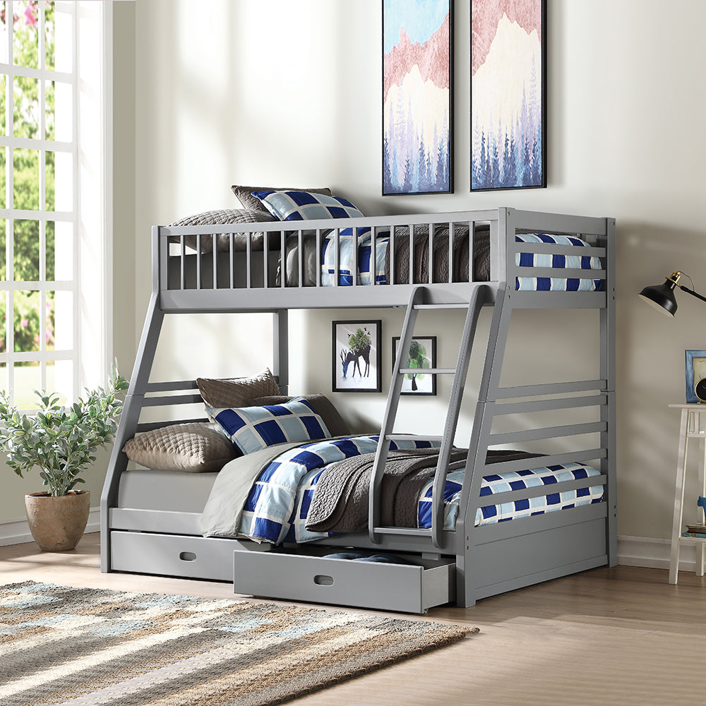 ACME Jason Gray Bunk Bed  (Twin | Full)  with Storage Model 37840