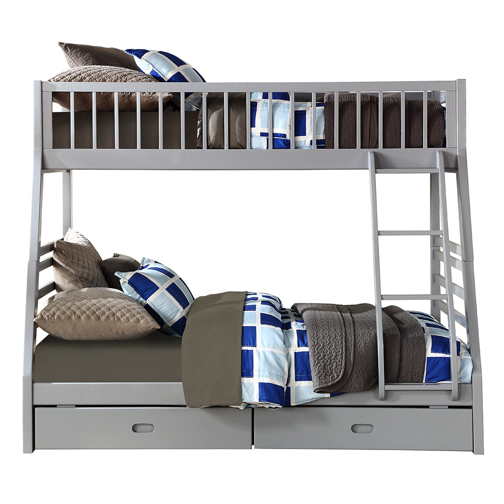 ACME Jason Gray Bunk Bed  (Twin | Full)  with Storage Model 37840