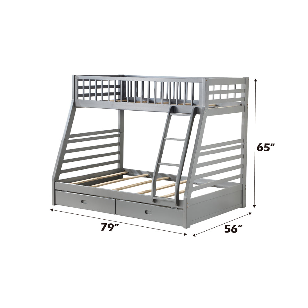 ACME Jason Gray Bunk Bed  (Twin | Full)  with Storage Model 37840