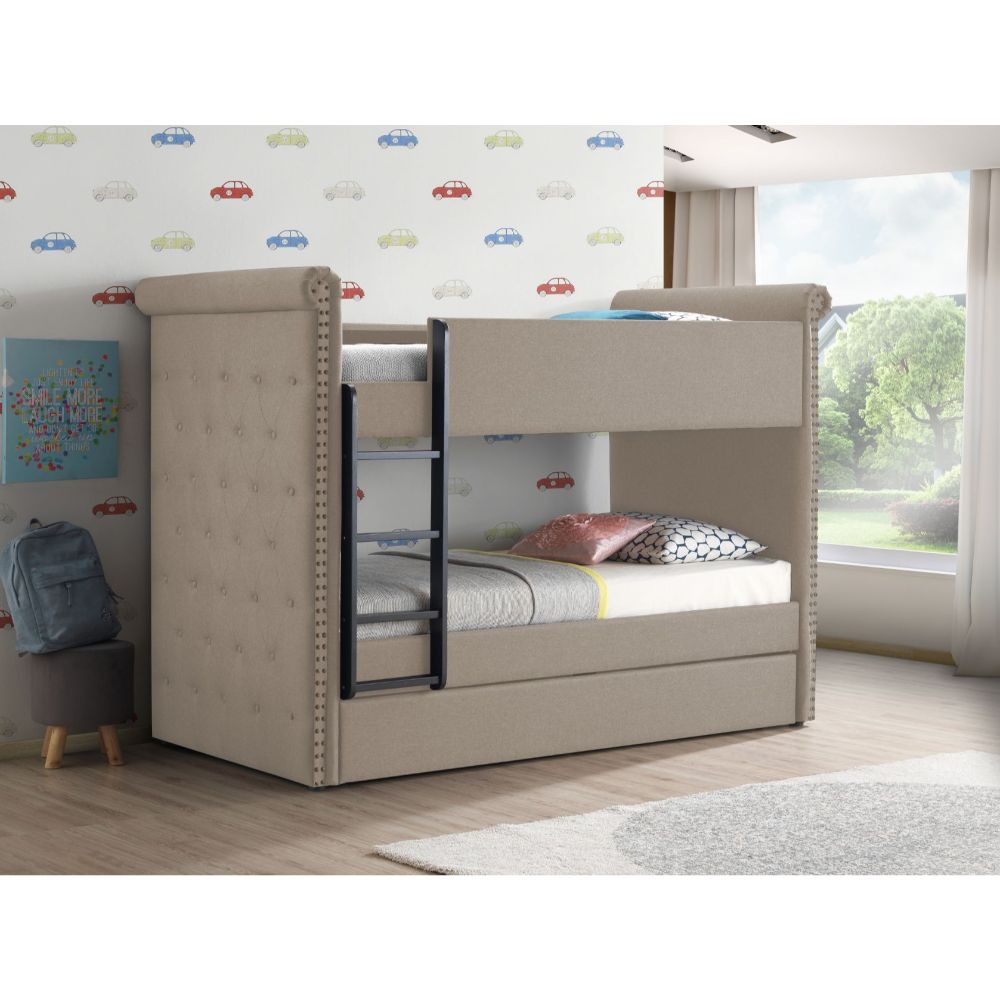 ACME Romana II Beige Fabric Bunk Bed (Twin | Twin)Model 37850