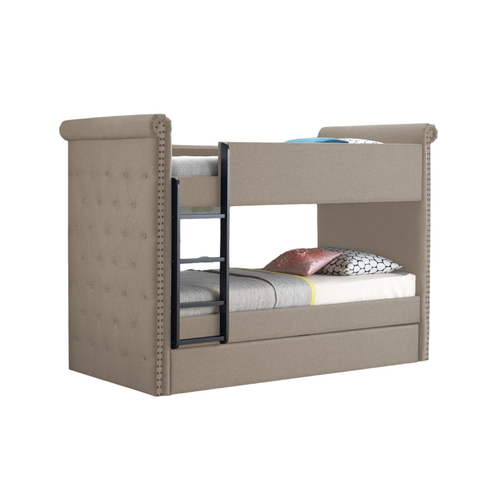 ACME Romana II Beige Fabric Bunk Bed (Twin | Twin)Model 37850