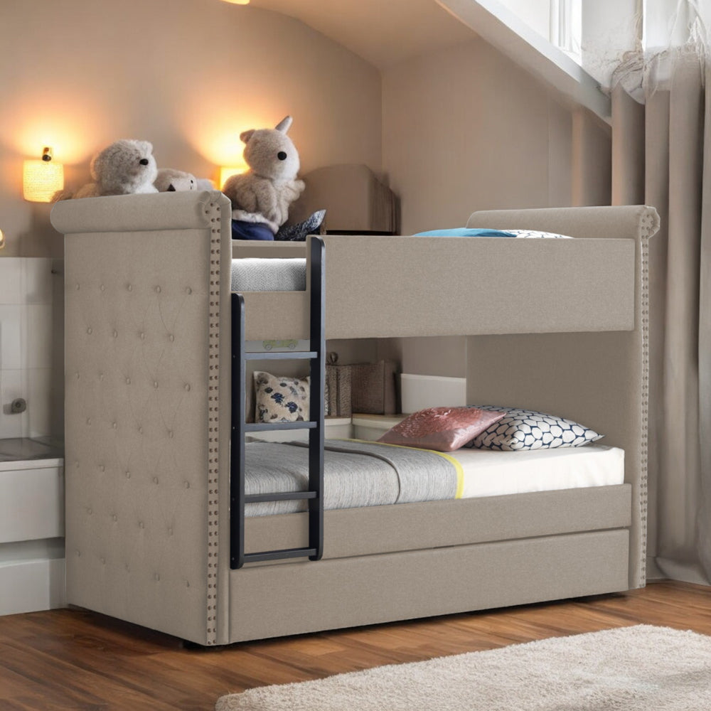 ACME Romana II Beige Fabric Bunk Bed (Twin | Twin)Model 37850