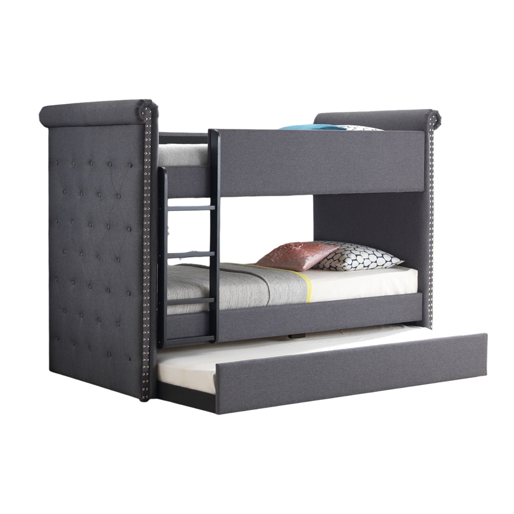 ACME Romana II Gray Fabric Bunk Bed (Twin | Twin)Model 37855