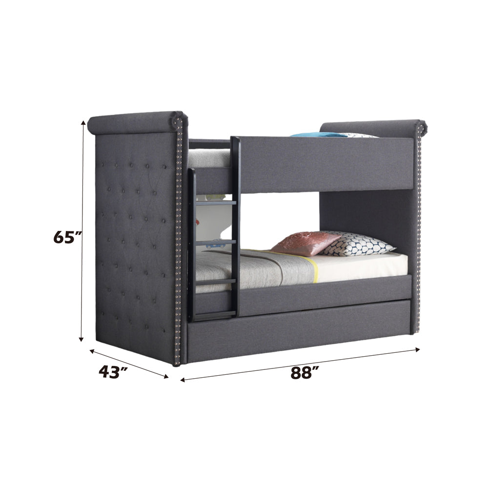 ACME Romana II Gray Fabric Bunk Bed (Twin | Twin)Model 37855