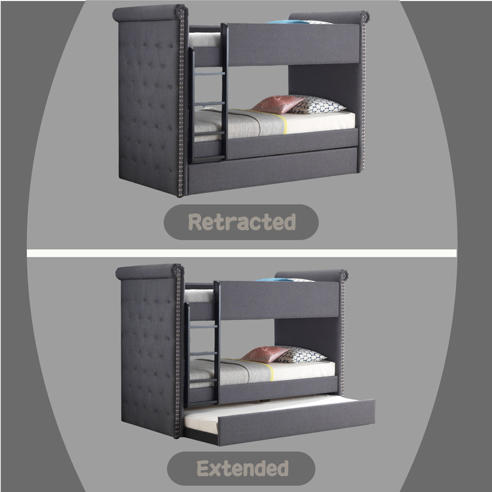 ACME Romana II Gray Fabric Bunk Bed (Twin | Twin)Model 37855