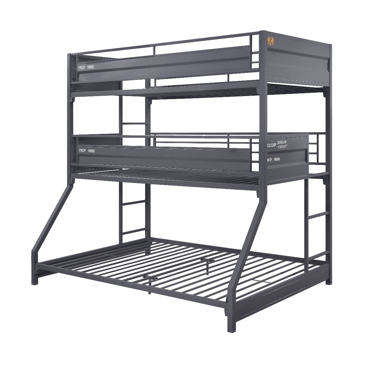 ACME Cargo Gunmetal Triple Bunk Bed (T/T/F) Model 37995