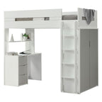 ACME Nerice White & Gray Twin Loft Bed with Desk & Wardrobe Model 38050