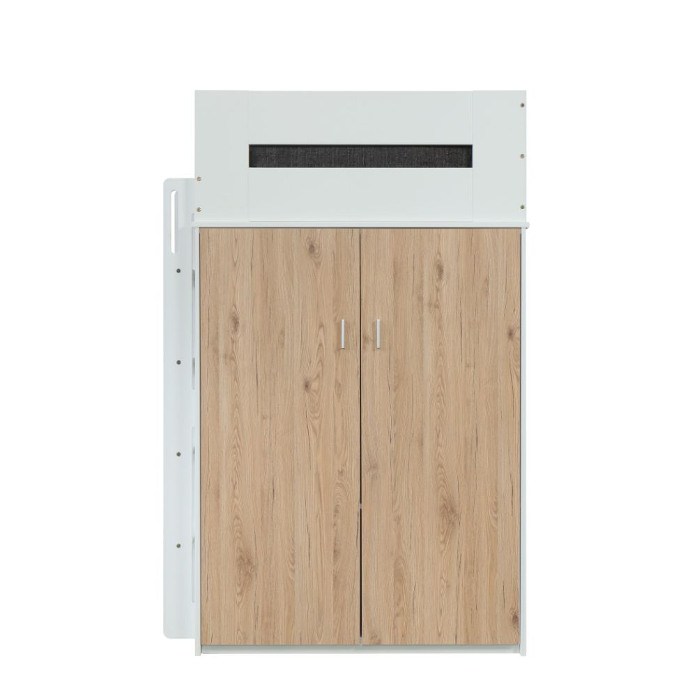 ACME Nerice White & Oak Twin Loft Bed with Desk & Wardrobe Model 38055