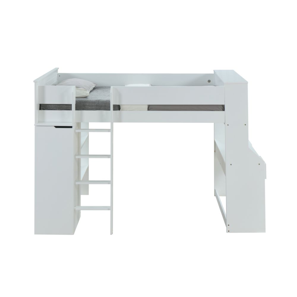 ACME Ragna White Twin Loft Bed with Desk & Wardrobe Model 38060