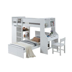 ACME Ragna White Twin Loft Bed with Desk & Wardrobe Model 38060
