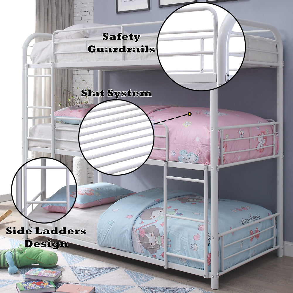 ACME Cairo White Triple Bunk Bed (F/F/F) Model 38115
