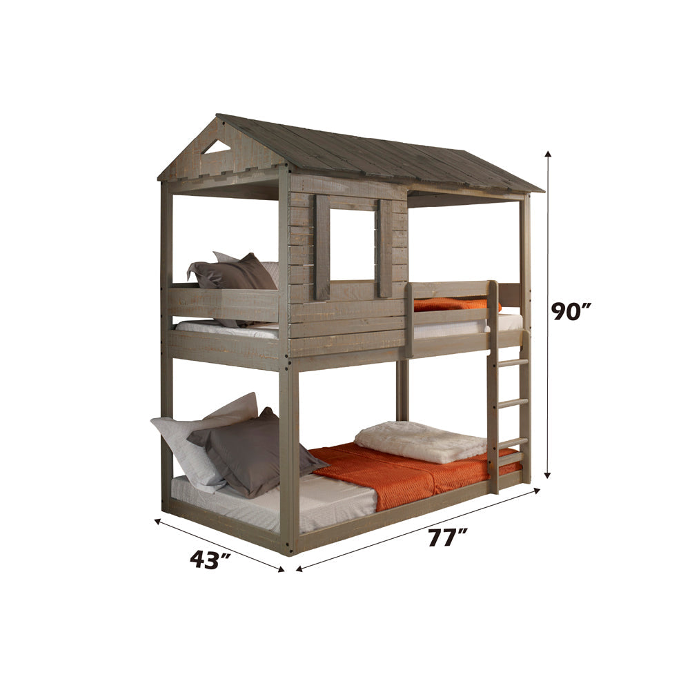 ACME Darlene Rustic Gray Bunk Bed (Twin | Twin)Model 38140