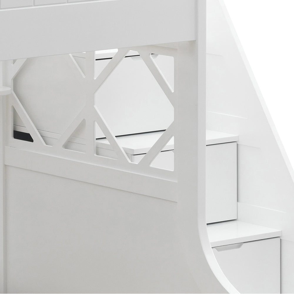 ACME Meyer White Bunk Bed  (Twin | Full)  with Storage Model 38150