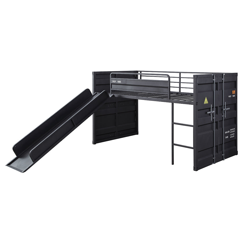 ACME Cargo Gunmetal Twin Loft Bed with Slide Model 38305