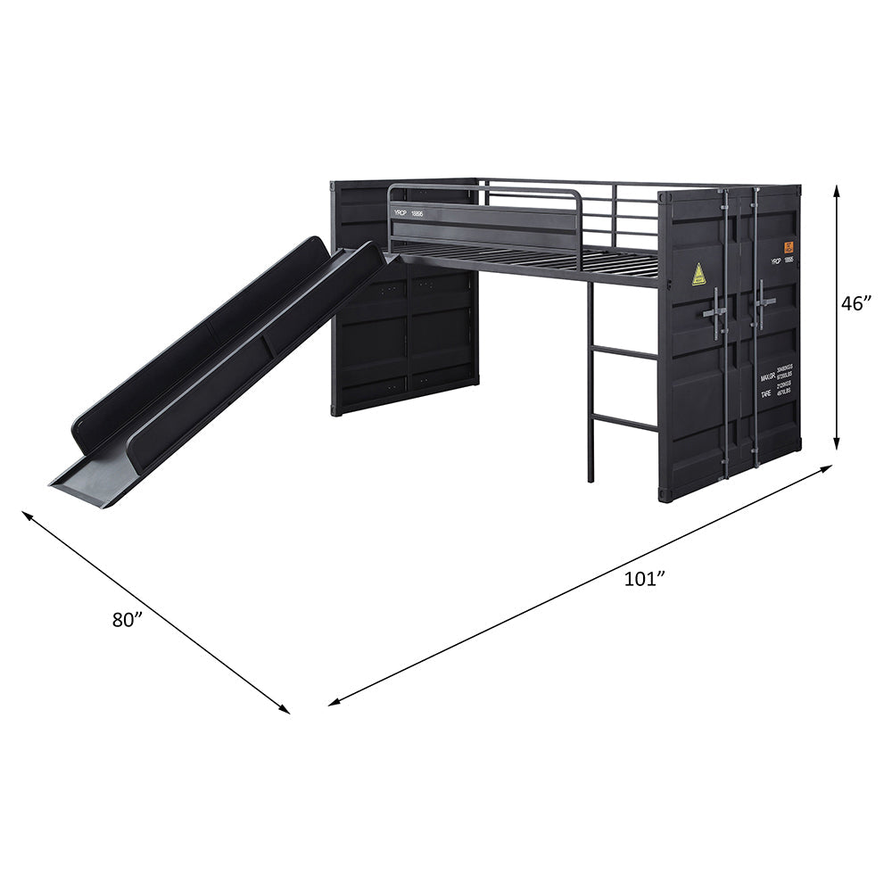 ACME Cargo Gunmetal Twin Loft Bed with Slide Model 38305