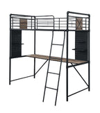 ACME Cordelia Antique Oak Sandy Black & Dark Bronze  Hand Brushed  Twin Loft Bed with Desk Model 38310
