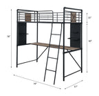 ACME Cordelia Antique Oak Sandy Black & Dark Bronze  Hand Brushed  Twin Loft Bed with Desk Model 38310
