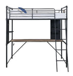ACME Cordelia Antique Oak Sandy Black & Dark Bronze  Hand Brushed  Twin Loft Bed with Desk Model 38310