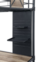ACME Cordelia Antique Oak Sandy Black & Dark Bronze  Hand Brushed  Twin Loft Bed with Desk Model 38310