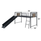 ACME Cordelia Antique Oak Sandy Black & Dark Bronze  Hand Brushed  Twin Loft Bed with Slide Model 38315
