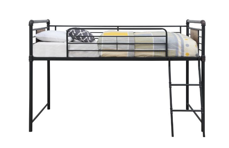 ACME Cordelia Antique Oak Sandy Black & Dark Bronze  Hand Brushed  Twin Loft Bed with Slide Model 38315