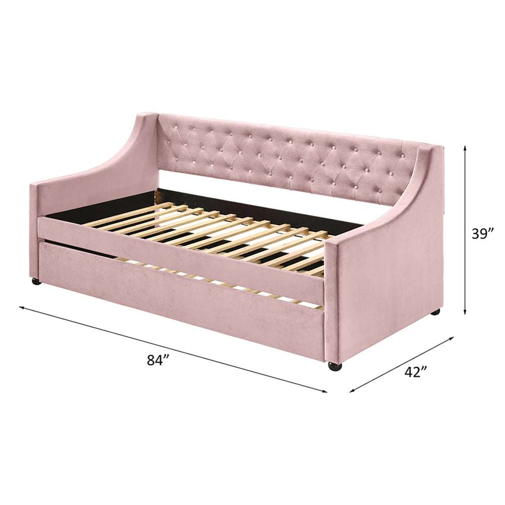 ACME Lianna Pink Velvet Daybed with Trundle (Twin) Model 39380