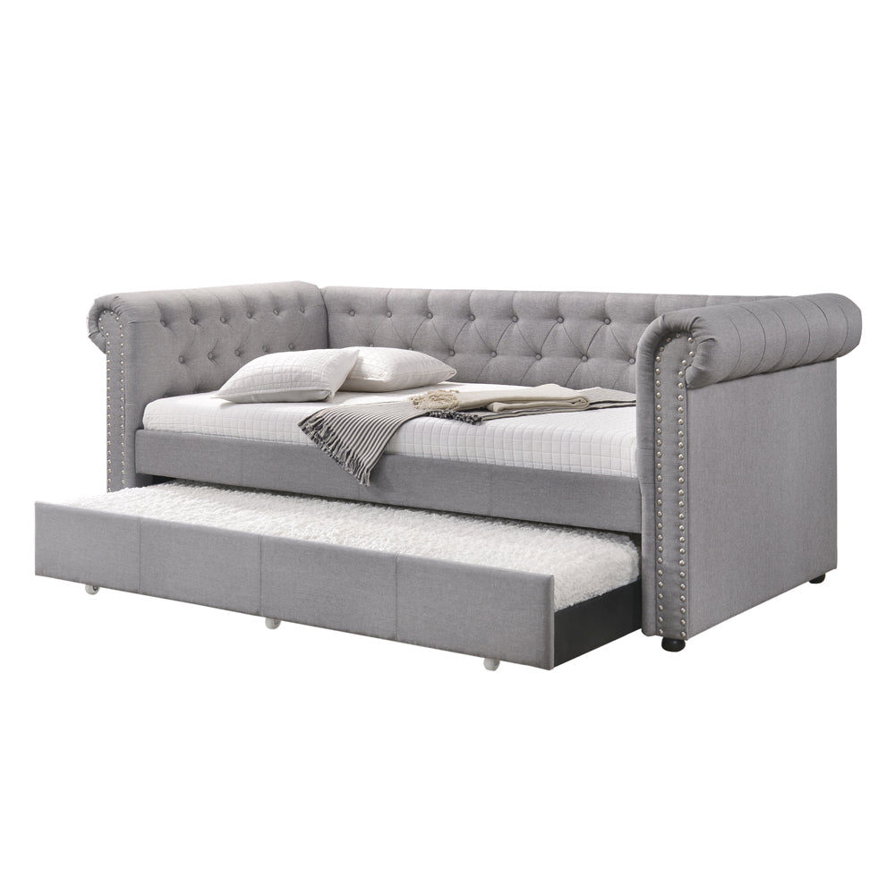ACME Justice Smoke Gray Fabric Daybed with Trundle (Twin) Model 39405