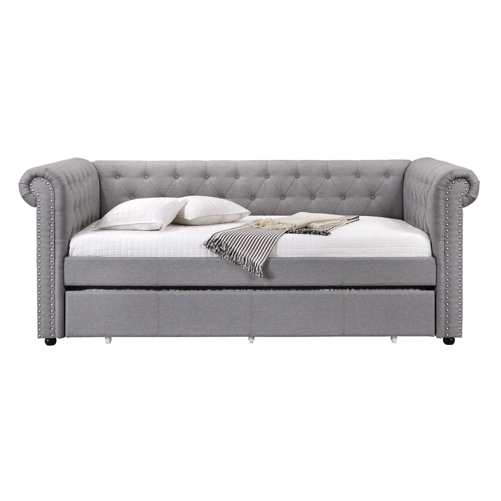 ACME Justice Smoke Gray Fabric Daybed with Trundle (Twin) Model 39405