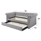 ACME Justice Smoke Gray Fabric Daybed with Trundle (Twin) Model 39405