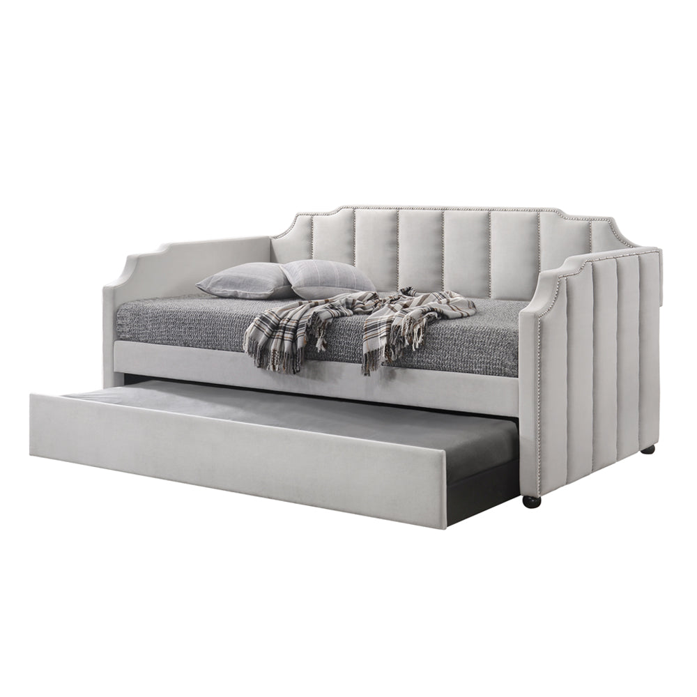 ACME Peridot Dove Gray Velvet Daybed with Trundle (Twin) Model 39410