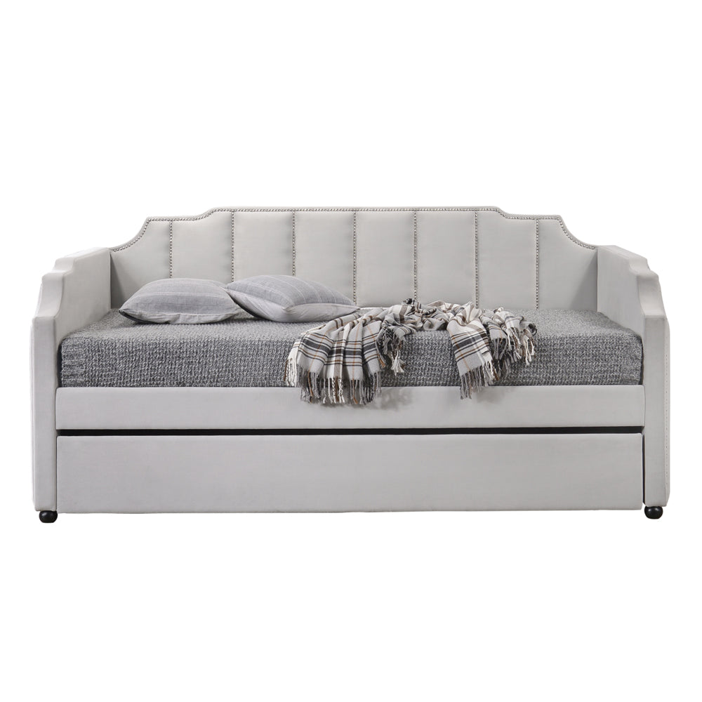 ACME Peridot Dove Gray Velvet Daybed with Trundle (Twin) Model 39410