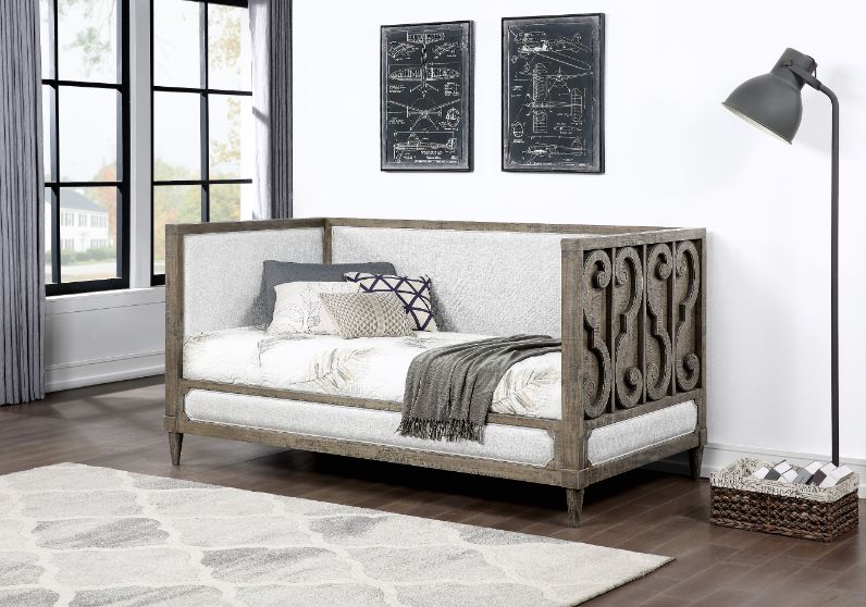 ACME Artesia Tan Fabric & Salvaged Natural Daybed (Twin) Model 39710