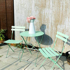 Ensemble bistro pliable en métal 3 pièces, résistant aux intempéries, idéal pour l'intérieur et l'extérieur, avec terrasse, jardin ou cour.